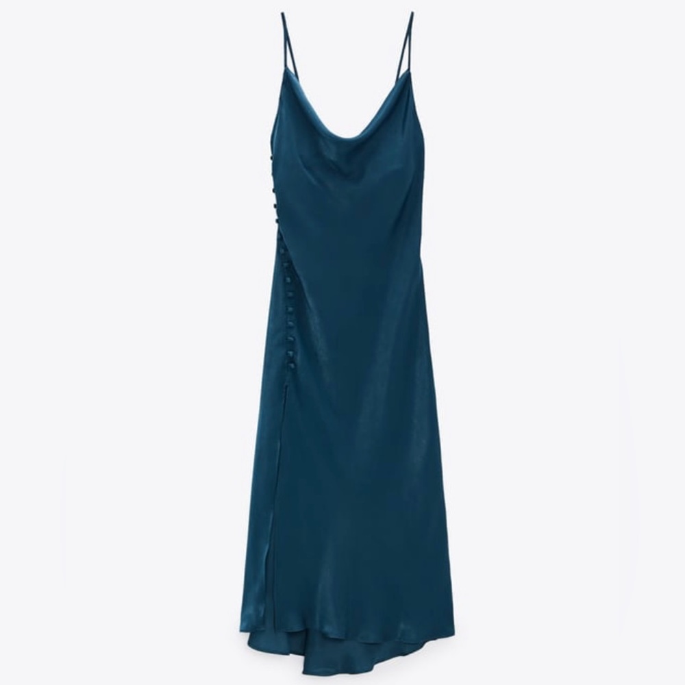 🎈 LAST ONE! Zara satin camisole dress in Duck Blue